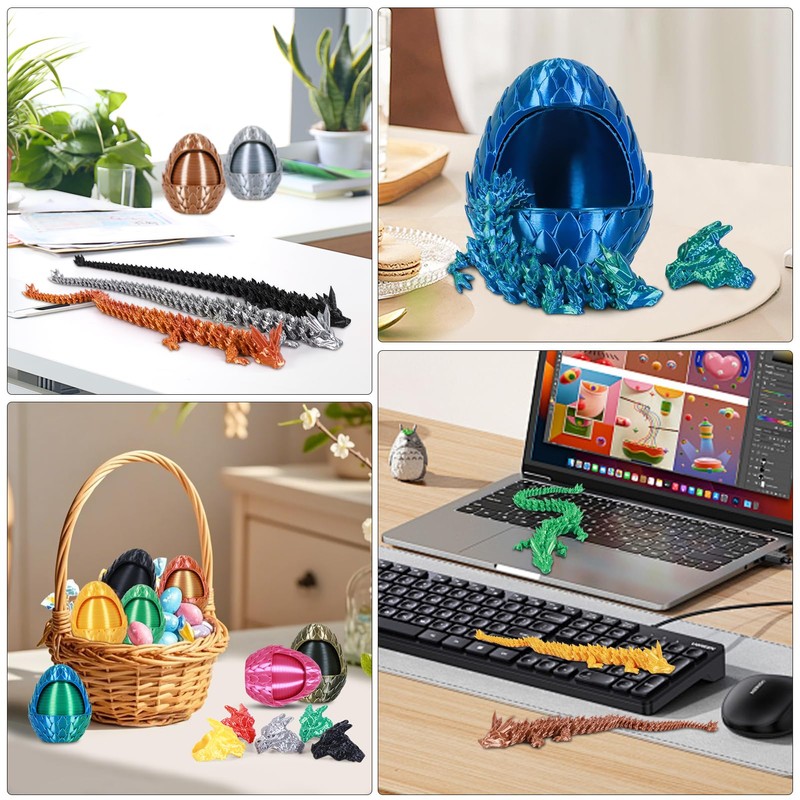 3D Printed Dragon Egg,Easter Crystal Dragon, Pearlescent for Easter Basket