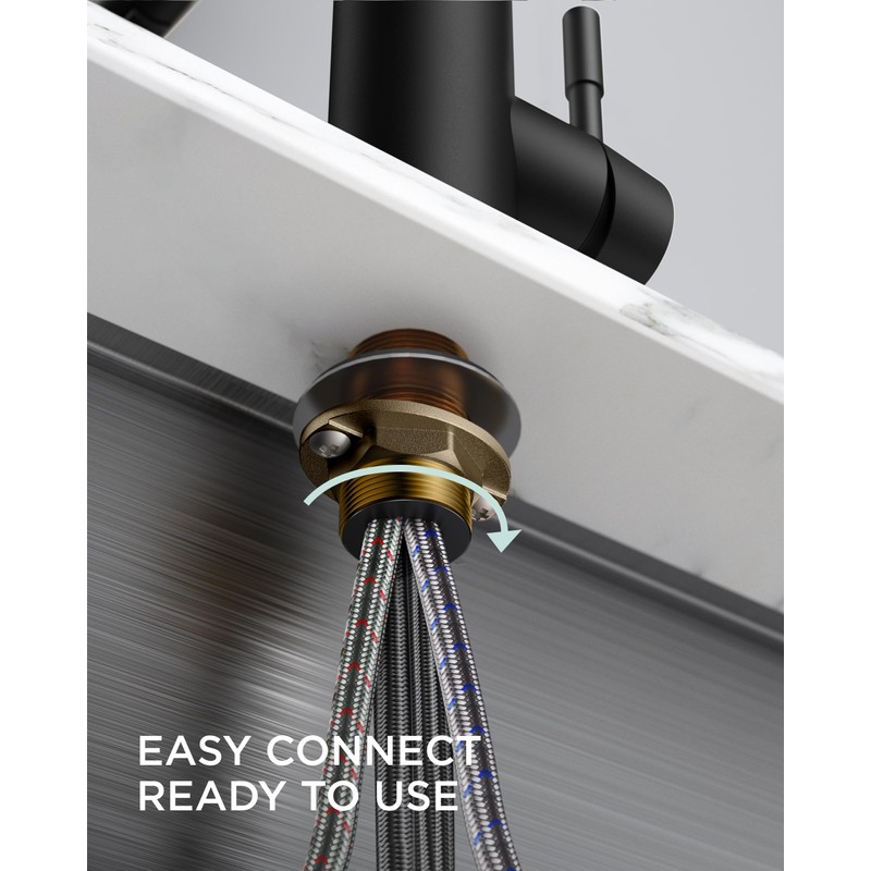 FORIOUS LED Kitchen Faucet with Pull Down Sprayer Black, Modern