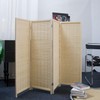 Furnnylane 4 Panel Short Room Divider Screen,Beige Freestanding Partition,Small Bamboo
