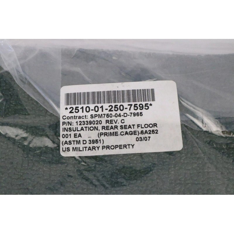 Midwest Fiberglas Fabricators Humvee Rear Seat Box Floor Vehicular Insulation
