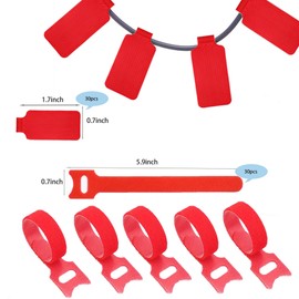 Cable Labels & Reusable Velcro Fastening Ties Set - 30 Pcs Cord/Wire Labels & 30 Pcs Cable Tags for Electronics, Home & Office Cord Management (Red and Red)