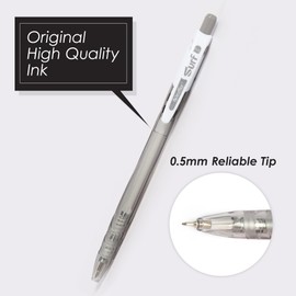 FLEXOFFICE Ballpoint Pens, Black Ink, 0.5mm Fine Point, 40 Count Pack, Smooth Ink Pens, Ball point Pens, Transparent Pale Body (FO-GELB068-Black)