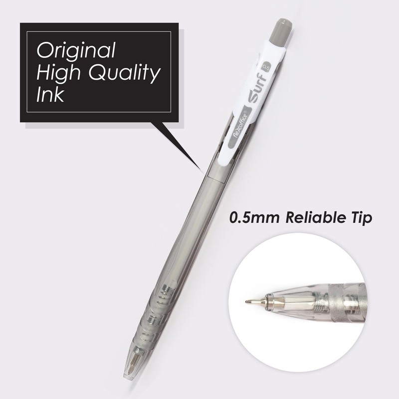 FLEXOFFICE Ballpoint Pens, Black Ink, 0.5mm Fine Point, 40 Count
