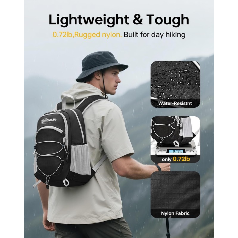 CROSSGEAR 24L Hiking Backpack, Lightweight Foldable Packable Daypack with RFID