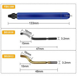 Kimlonton Deburring Bar (1 pcsRB1100) Deburring Rotating Reamer/Deburring Tool/Blade Replacement Blade (11 pcsBS1010/10 pcsBS2012), Chamfer Cutter for Deburring Aluminum, Iron and Plastic
