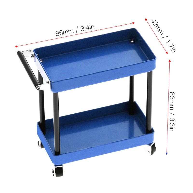Mini 2‑Tier Tools Storage Trolley Mobile Workshop Garage Repair RC