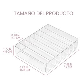 Triko Organizador de Maquillaje, Organizador de Cosméticos, Almacenamiento de Maquillaje Acrílico, para Sombras de Ojos Lápiz Labial, Organizador Dividida de 7 Secciones para Cajón de Tocador