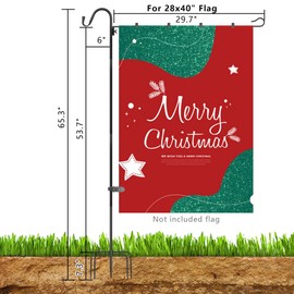 jltkj Upgraded Garden Flag Stand 65.3" Garden Flagpole Stand with Shepherd Hooks for 28 x 40 Flags Yard Flag Holder Stand for Garden Flags(Without Solar Lights & Flag)