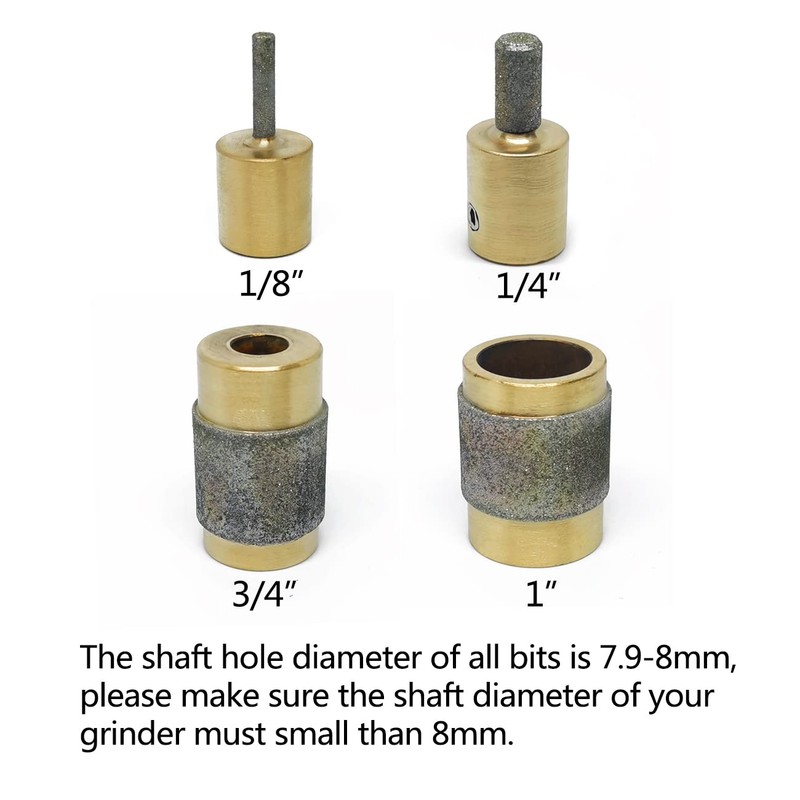 Jarshtime Glass Grinder Bits 4 PCS Diamond Stained Glass Grinding