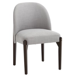 Modern Textured Fabric Dining Chair Set of 2, Arched Back Upholstered Accent Chair with Solid Wood Legs Living Room Furniturecolor: grey, size: 24.02 "* 21.46 "*33.46"