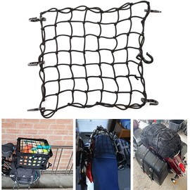 YFFSFDC Touring Net, Bike Net, 15.7 x 15.7 inches (40 x 40 cm), Motorcycle Supplies, Cargo Fastening, Stretchable, Prevents Loads from Collapsing and Includes Hooks (Black)
