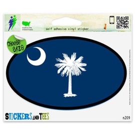 South Carolina State Flag Oval SC Vinyl Car Bumper Window Sticker 5" x 3"