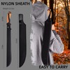 REAT Gardening Heavy Duty Machete,24" Full Tang Machete with Shaeth,Ergonomic