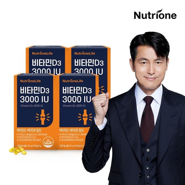 Nutri One Life Jung Woo-sung Vitamin D 3000IU 60 capsules x 4 boxes (8 months supply), single option / 뉴트리원라이프 정우성 비타민D 3000IU 60캡슐 x 4박스(8개월분), 단일옵션