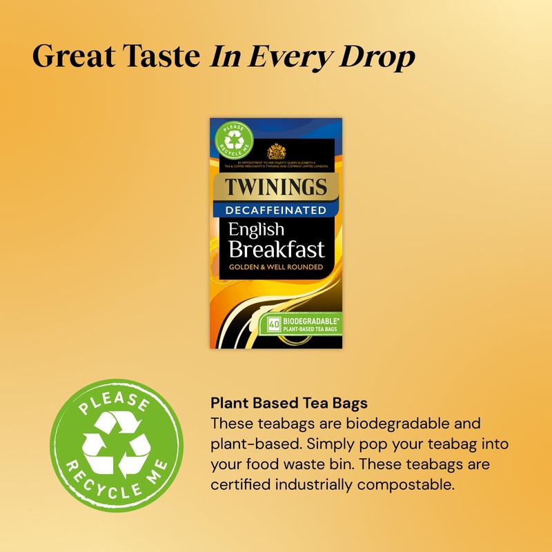 Twinings English Breakfast Decaf Tea | Golden, Well Rounded &