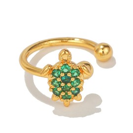 Lovely Sea Turtle Ear Cuff Earring Cubic Zirconia Simulated Emerald Crystal Ocean Animal Cartilage Clip On Fake Huggie Hoops Earrings Dainty Jewelry Gifts for Women Teen Girls Hypoallergenic (Gold)