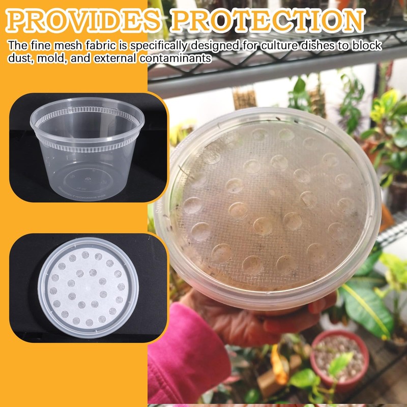 Raneped Deli Cups with Fabric Vented Lids, Culture Cup Mesh