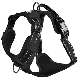 Bobby Dog Harness, Medium/Large, Nylon, Black, Reflective, Adjustable, Anti-Tugging, Classic Style