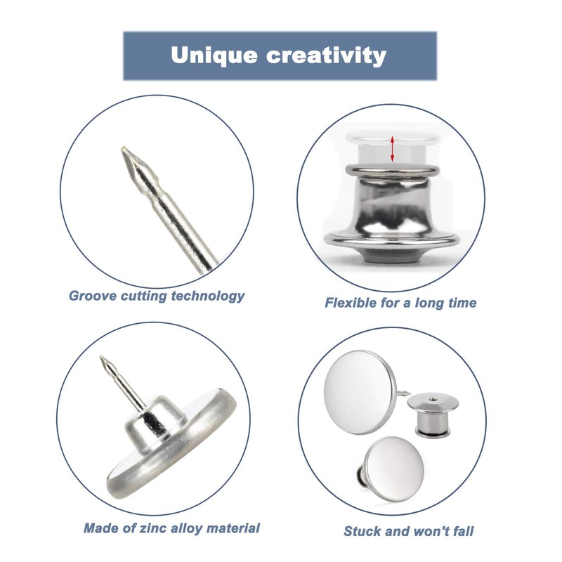 ZENGLU 17mm Replacement Jean Buttons No Sew Instant Button 16