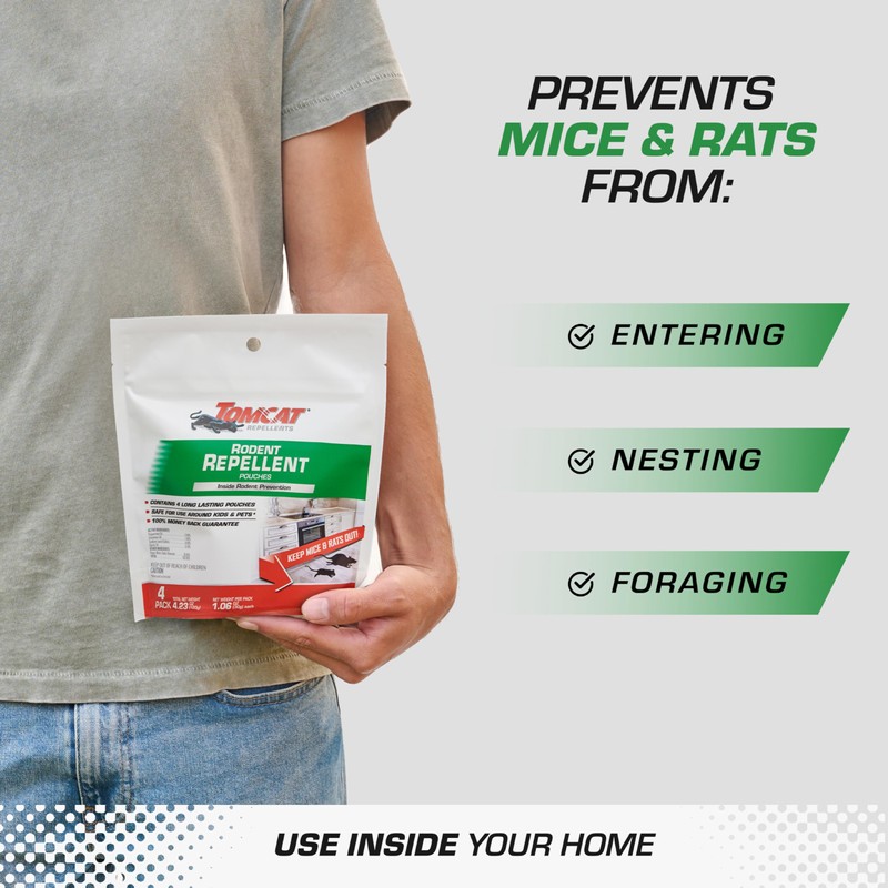 Tomcat Repellents Rodent Repellent Pouches, Ready-to-Use, Inside Rodent Prevention with