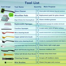 21Pcs Small Cleaning Brush for Car Glass & Gap Crevice Cleaning - Window/Door Tracks, Bathroom Sink, Mirrors, Window Sills, Sliding Doors, Shower Door Tracks