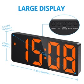 Criacr Digital Alarm Clock, Alarm Clock Digital with Large Numbers Display, Digital Clock with Temperature Display, 3 Brightness, Voice Control Function, Snooze, Date, 12/24 HR for Bedroom, Office