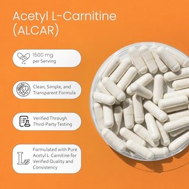 Acetyl L-carnitina 1.500 mg 100 cápsulas vegetales