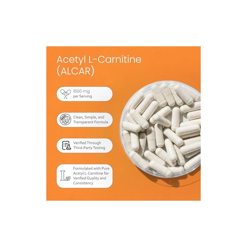Acetyl L-carnitina 1.500 mg 100 cápsulas vegetales