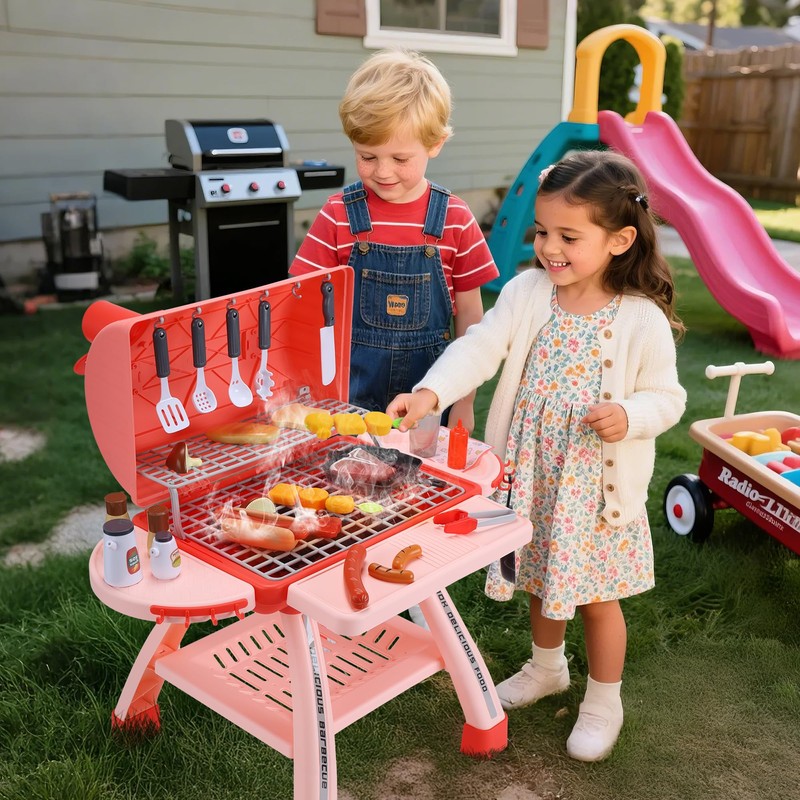 CUTE STONE Toy Grill Kids Kitchen Playset, BBQ Grill Playset