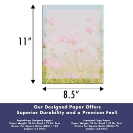 PaperDirect Charming Pink Meadows Stationery, Letters, Cards, Invites, Border Papers, Letterhead 8.5 x 11, 25 sheets, Elegant Premium Writing Paper, Decorative Printer Paper