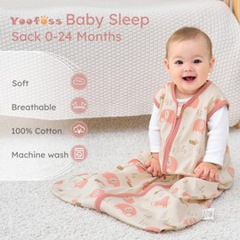 Yoofoss Baby Sleep Sack 18-24 Months Wearable Blanket for Babies 100% Cotton 2-Way Zipper TOG 0.5 Toddler Sleeping Sack 3 Pack, Comfy Lightweight Sleep Sacks