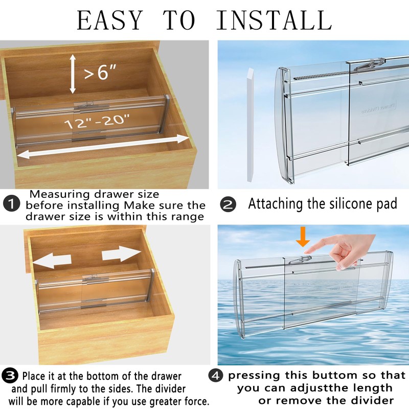 SPEREELER 5 Pack 6" High Adjustable Drawer Dividers for Clothes,Expandable