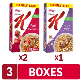 Kellogg’s Special K Breakfast Cereal, Family Breakfast, Fiber Cereal, Family Size, Variety Pack (3 Boxes)