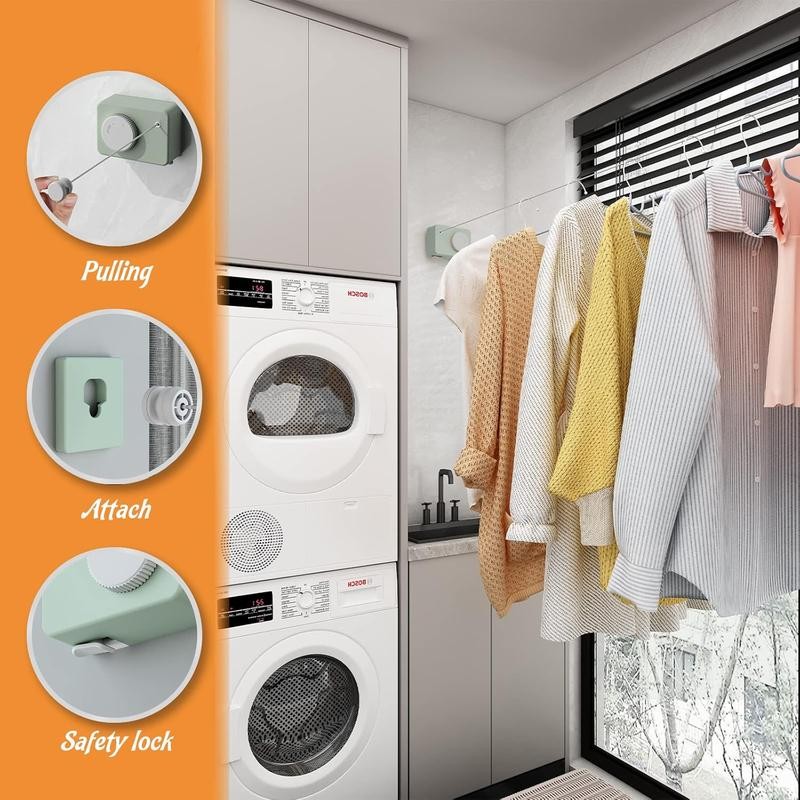 Retractable Clothesline Indoor, Clothes Line Retracting Outdoors, Wall Mounted Clothes