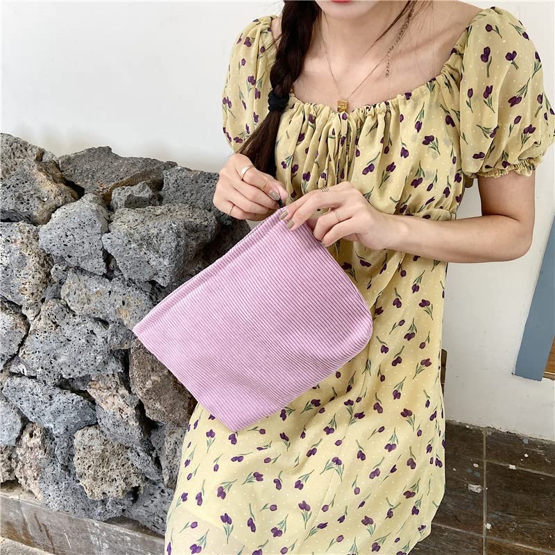 PAZIMIIK Makeup Bag Large Zipper Corduroy Make Up Pouch for