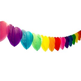 Heart Shaped Paper Garland, Colorful Rainbow Color, Approx. 9.8 ft (3 m) / Birthday Wedding After-party Party Event Decoration Decoration Decor (2 Pieces)