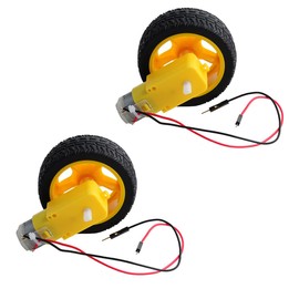 Stemedu TT Motor Electric Gearbox 200RPM 3-6V Dual Shaft Geared Magnetic Motors with Plastic Tire Wheel Ratio 1:48 DC Motor for Arduino Car Chassis (Pack of 2 Sets)