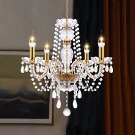 WARRENAU 4-Light Luxurious Crystal Chandelier Ceiling Pendant Lamp Fixture Lighting