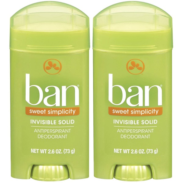 Ban Invisible Solid Deodorant, Sweet Simplicity - 2.6 oz - 2 pk