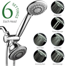 AquaStorm by HotelSpa 30-Setting SpiralFlo 3-Way HIGH PRESSURE Luxury Shower Head/Handheld Showerhead Combo. California Model with Removable 1.8 GPM Flow Regulator, Economy Mode, Chrome Finish