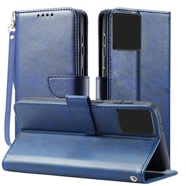 Compatible with Realme C11 (2021) 4G / C20 4G Cover,Flip Kickstand Card Slot Wallet Protector Blue