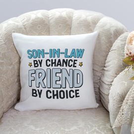 MUGFFINS SON IN-LAW Cushion Padding included - in English - By Chance Friend By Choice - Funny gift - Pillow: cover and filling 15.7x15.7 inches