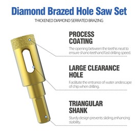 HUHAO 3pcs Diamond Hole Saw for Porcelain Tile & Glass,Triangle Shank Core Drill Bit for Cordless Drill & Drill Press,Dry/Wet Hole Opener,Cuts Granite, Marble, Ceramic, Brick, Stone,25/40/45mm