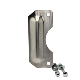 Door Latch Protector | Steel Lock Latch Guard Plate | Storefront Door Security | Cover Plate for Out-Swinging Doors | Tuff Strike | Brushed Chrome