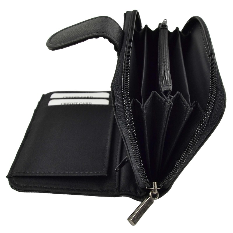 Lorenz Ladies Zip Around Purse Black