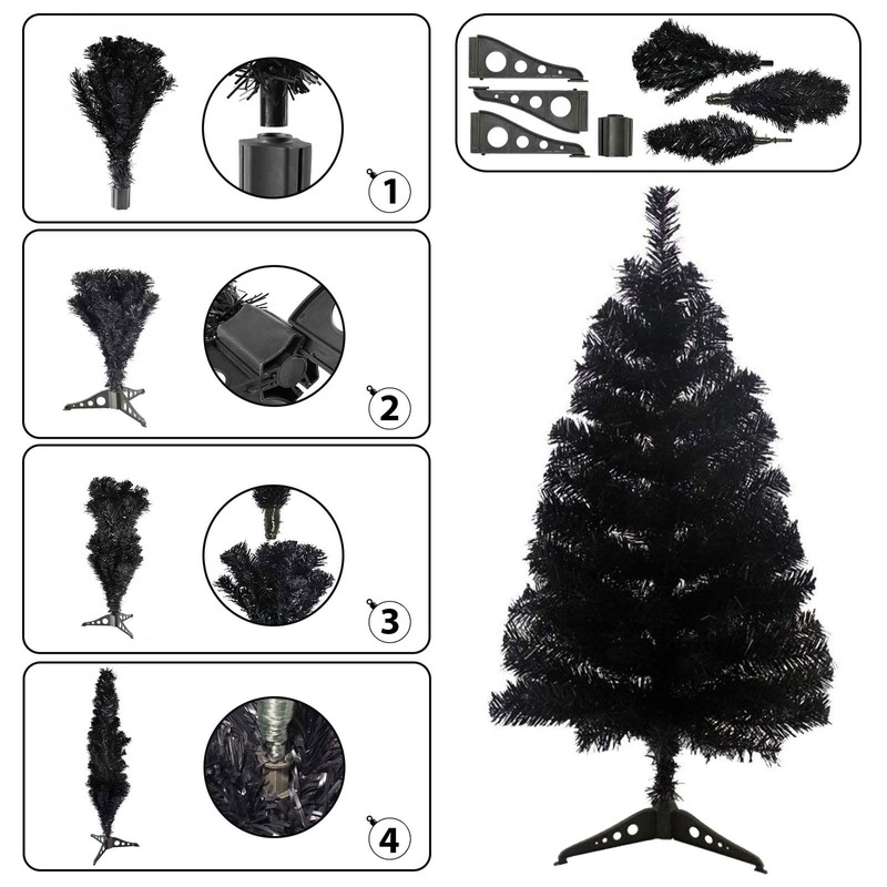 Prettybuy Christmas Tree with Plastic Stand,3-feet,PVC (Green)