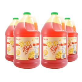 Snappy Pop Rite Popcorn Oil, Butter Flavored Popcorn Oil Blend of Coconut Oil, Corn Oil and Canola Oil for Popcorn Machine, Naturally Colored with Beta Carotene, 1 Gallon Size, 4 Pack