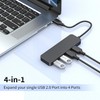 USB hub, 4-port USB 2.0 hub, ultra-thin portable USB splitter,