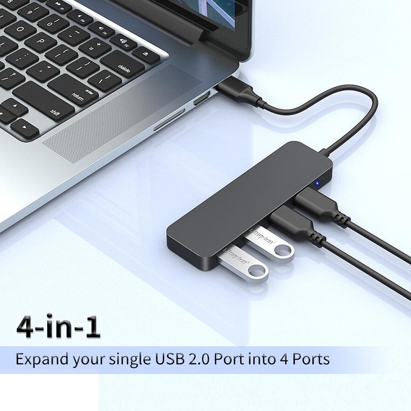 USB hub, 4-port USB 2.0 hub, ultra-thin portable USB splitter,