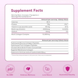 Polvo Péptidos Colágeno Múltiple Suplemento Proteico Tipo Iii Ácido Hialurónico Vitamina Biotina Sabor Mezcla Fácilmente Bebidas Empaqu